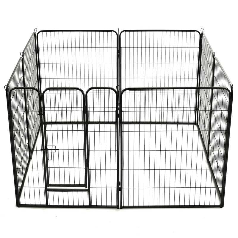 vidaXL Dog Playpen 8 Panels Steel 80x100 cm Black