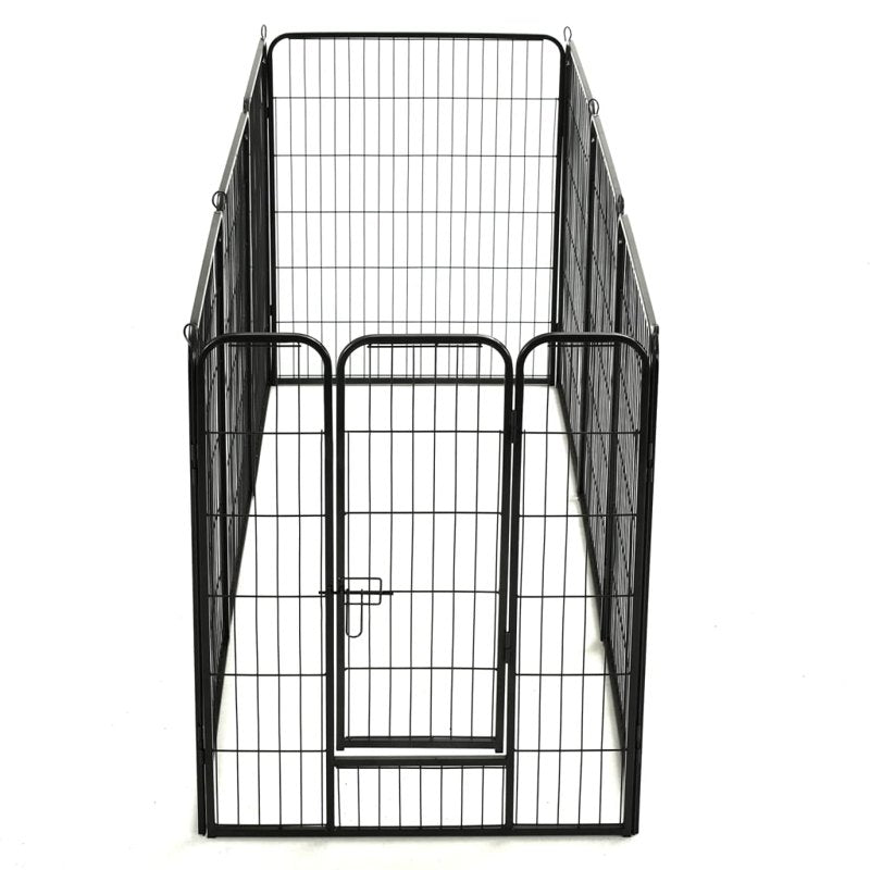 vidaXL Dog Playpen 8 Panels Steel 80x100 cm Black