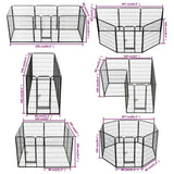 vidaXL Dog Playpen 8 Panels Steel 80x100 cm Black