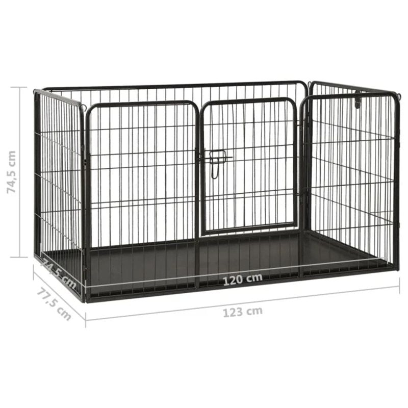 vidaXL Puppy Playpen Steel 123x77.5x74.5 cm