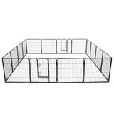 vidaXL Dog Playpen 16 Panels Steel 80x80 cm Black