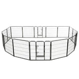 vidaXL Dog Playpen 16 Panels Steel 80x80 cm Black