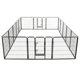 vidaXL Dog Playpen 16 Panels Steel 80x80 cm Black