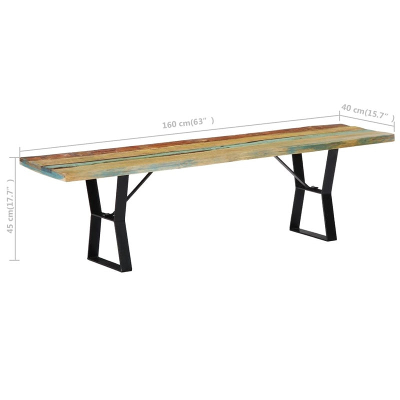 vidaXL Bench 160 cm Solid Reclaimed Wood