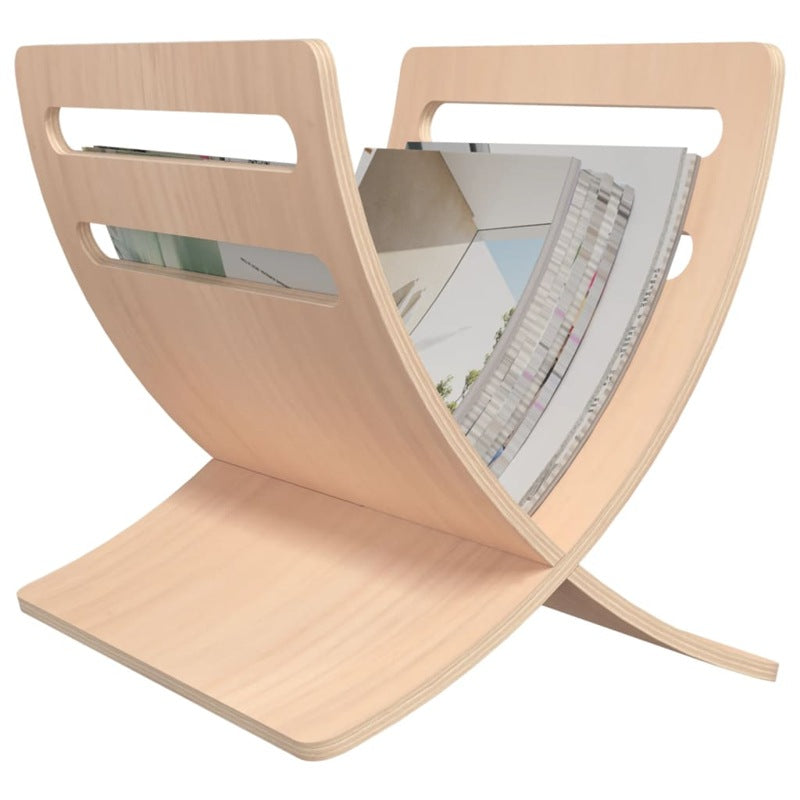 vidaXL Wooden Magazine Rack Floor Standing Natural