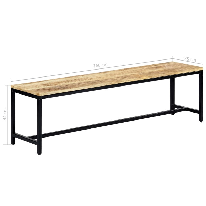 vidaXL Dining Bench 160 cm Solid Rough Mango Wood