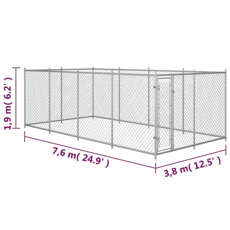 vidaXL Outdoor Dog Kennel 7.6x3.8x1.9 m