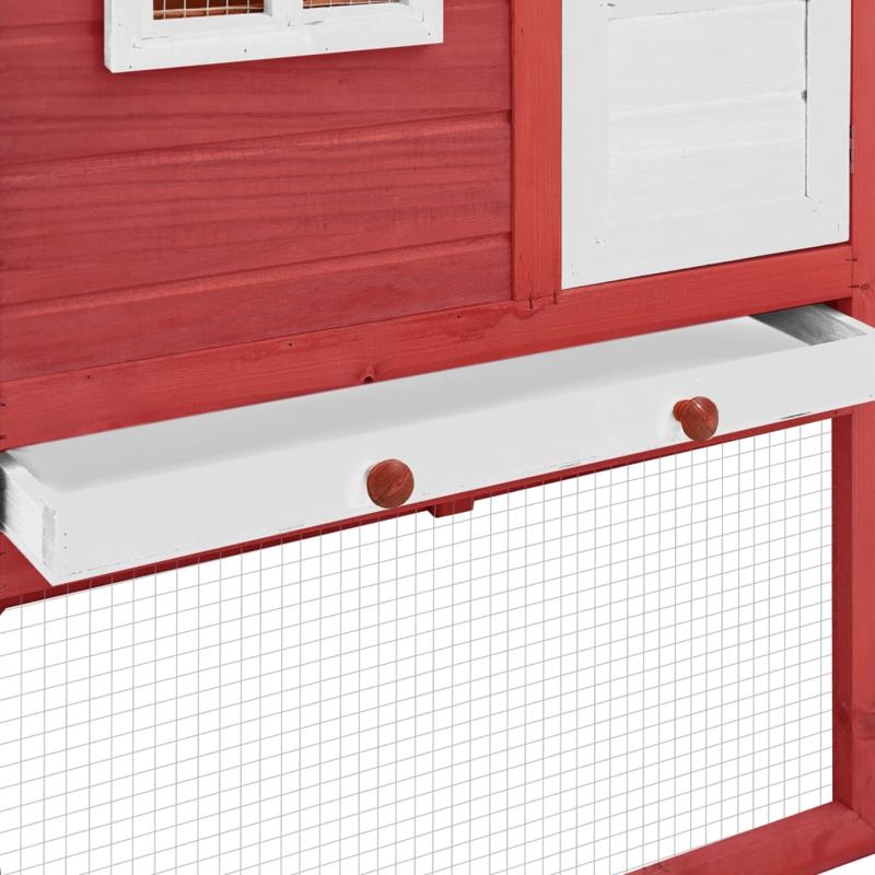 vidaXL Chicken Coop with Nest Box Red and White Solid Fir Wood