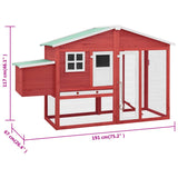 vidaXL Chicken Coop with Nest Box Red and White Solid Fir Wood