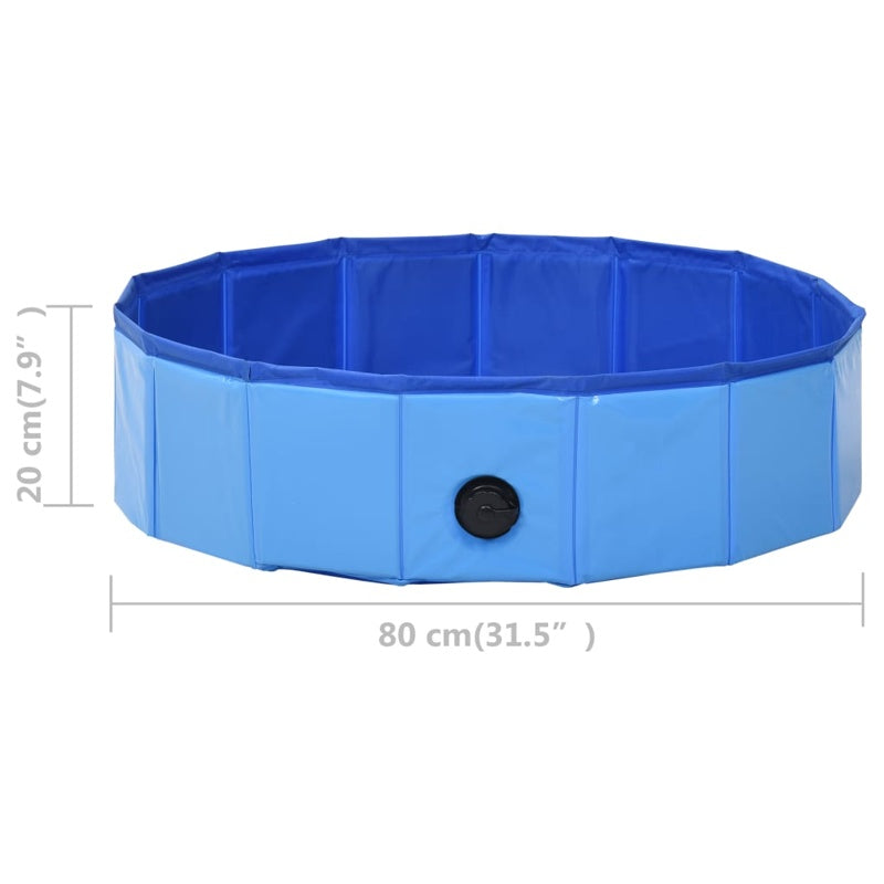 vidaXL Foldable Dog Swimming Pool Blue 80x20 cm PVC