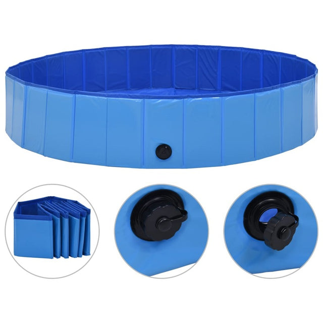 vidaXL Foldable Dog Swimming Pool Blue 160x30 cm PVC