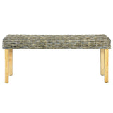 vidaXL Bench 110 cm Natural Kubu Rattan and Solid Mango Wood