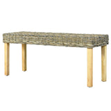 vidaXL Bench 110 cm Natural Kubu Rattan and Solid Mango Wood