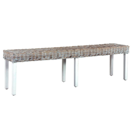 vidaXL Bench 160 cm White Natural Kubu Rattan and Solid Mango Wood