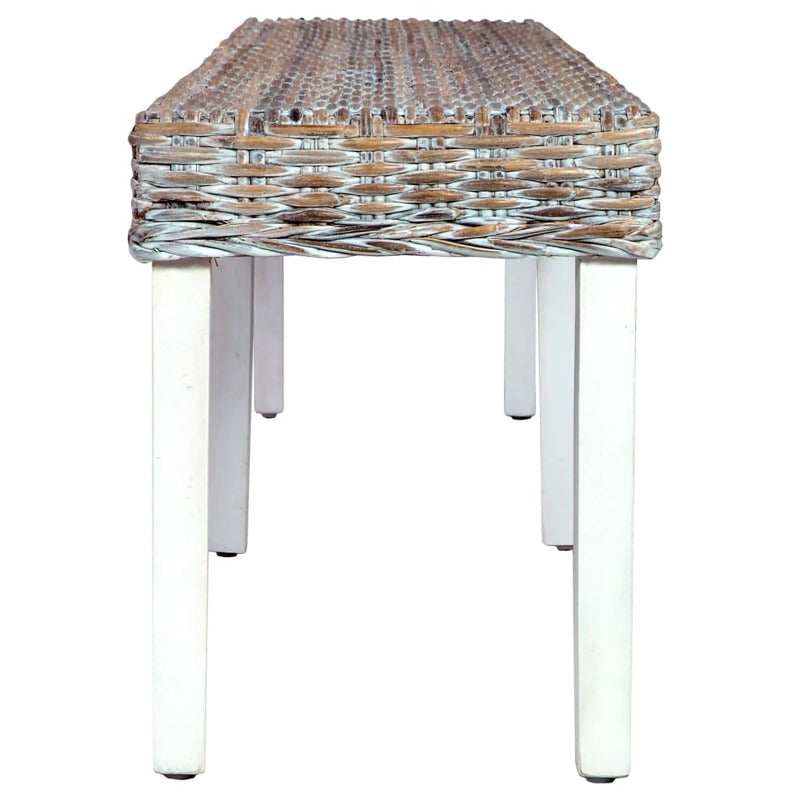 vidaXL Bench 160 cm White Natural Kubu Rattan and Solid Mango Wood