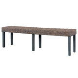 vidaXL Bench 160 cm Grey Natural Kubu Rattan and Solid Mango Wood