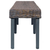 vidaXL Bench 160 cm Grey Natural Kubu Rattan and Solid Mango Wood