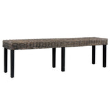 vidaXL Bench 160 cm Black Natural Kubu Rattan and Solid Mango Wood