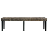 vidaXL Bench 160 cm Black Natural Kubu Rattan and Solid Mango Wood