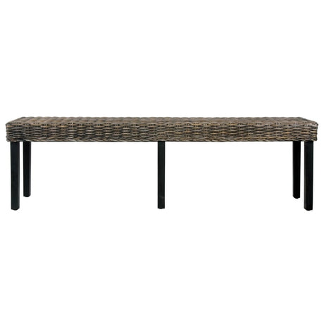 vidaXL Bench 160 cm Black Natural Kubu Rattan and Solid Mango Wood