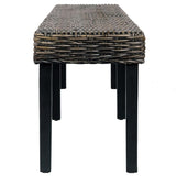 vidaXL Bench 160 cm Black Natural Kubu Rattan and Solid Mango Wood