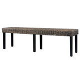 vidaXL Bench 160 cm Black Natural Kubu Rattan and Solid Mango Wood