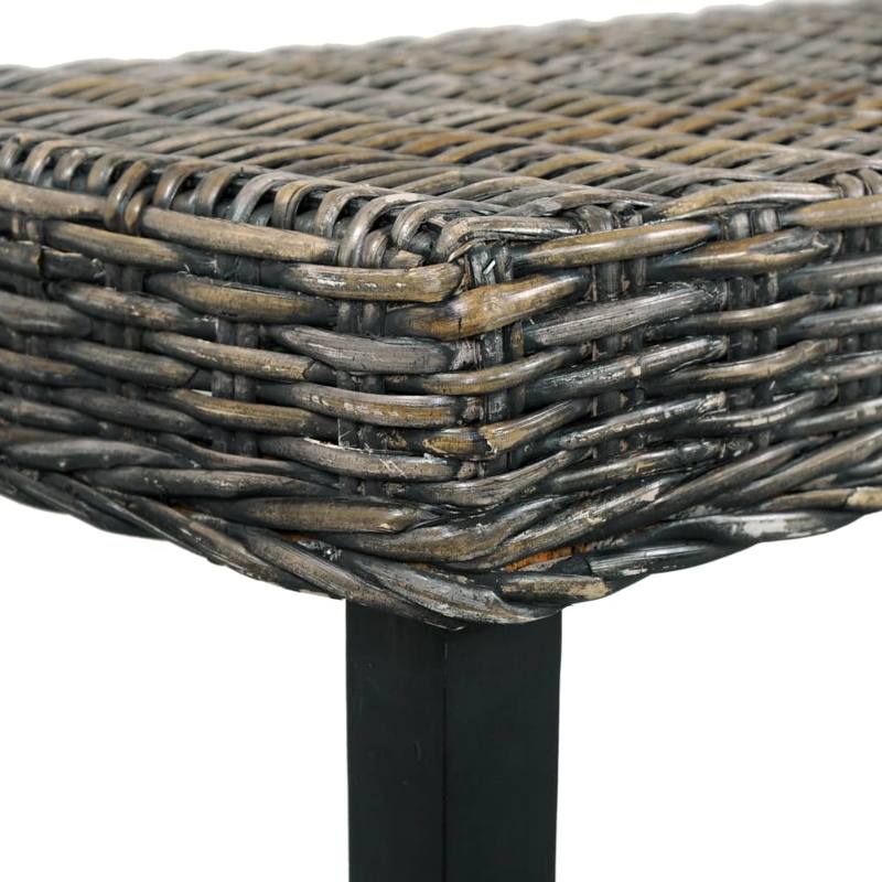 vidaXL Bench 160 cm Black Natural Kubu Rattan and Solid Mango Wood