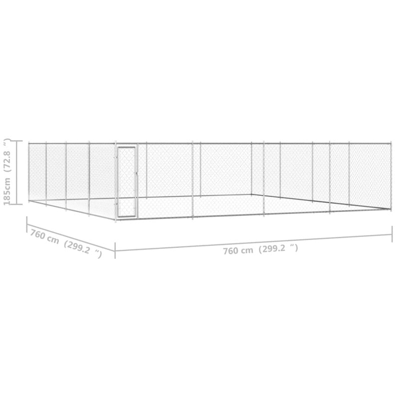 vidaXL Outdoor Dog Kennel Galvanised Steel 760x760x185 cm