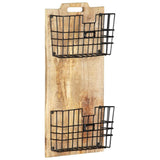 vidaXL Wall-mounted Magazine Rack 33x10x67 cm Solid Rough Mango Wood