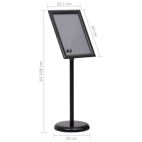 vidaXL A3 Pedestal Poster Stand Black Aluminium Alloy