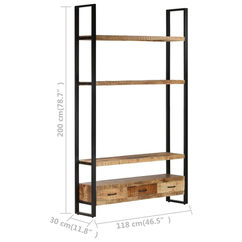 vidaXL Bookshelf 118x30x200 cm Solid Rough Mango Wood