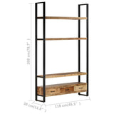 vidaXL Bookshelf 118x30x200 cm Solid Rough Mango Wood