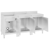 vidaXL Commercial Kitchen Sink Cabinet 180x60x96 cm Stainless Steel