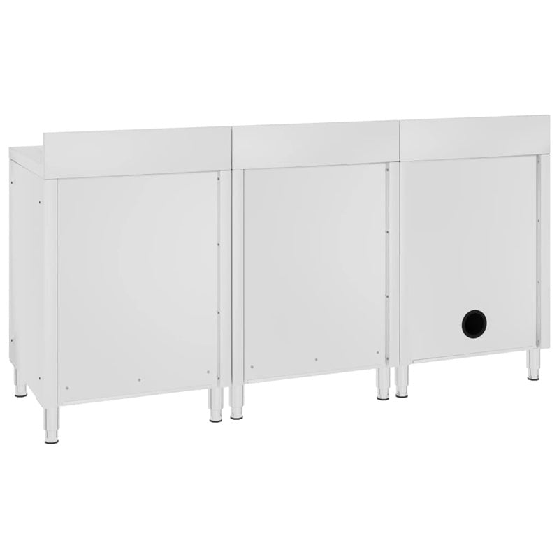 vidaXL Commercial Kitchen Sink Cabinet 180x60x96 cm Stainless Steel