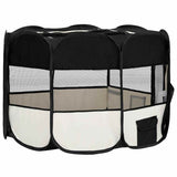 vidaXL Foldable Dog Playpen with Carrying Bag Black 125x125x61 cm