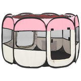 vidaXL Foldable Dog Playpen with Carrying Bag Pink 90x90x58 cm