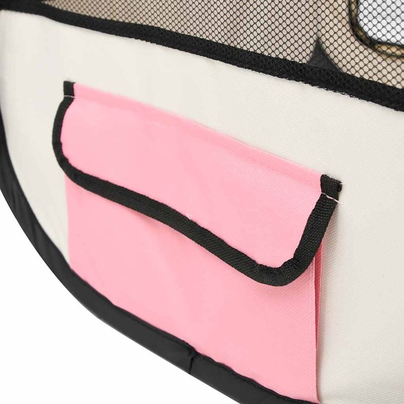 vidaXL Foldable Dog Playpen with Carrying Bag Pink 90x90x58 cm