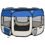 vidaXL Foldable Dog Playpen with Carrying Bag Blue 110x110x58 cm