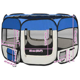 vidaXL Foldable Dog Playpen with Carrying Bag Blue 110x110x58 cm