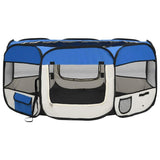 vidaXL Foldable Dog Playpen with Carrying Bag Blue 145x145x61 cm