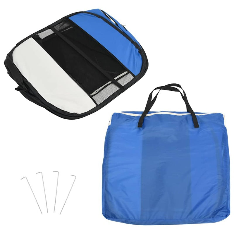 vidaXL Foldable Dog Playpen with Carrying Bag Blue 145x145x61 cm