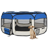 vidaXL Foldable Dog Playpen with Carrying Bag Blue 145x145x61 cm