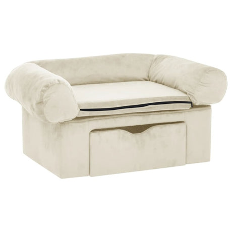 vidaXL Dog Sofa with Drawer Cream 75x50x38 cm Plush