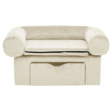 vidaXL Dog Sofa with Drawer Cream 75x50x38 cm Plush