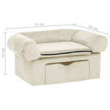 vidaXL Dog Sofa with Drawer Cream 75x50x38 cm Plush