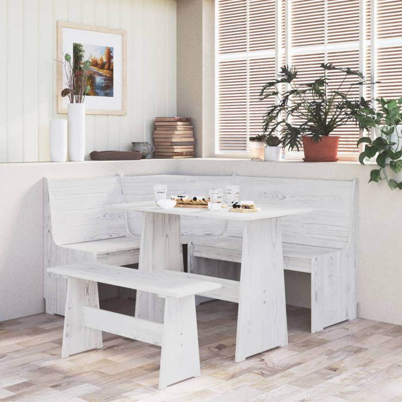 vidaXL Corner Bench REINE 151 cm White Solid Wood Pine