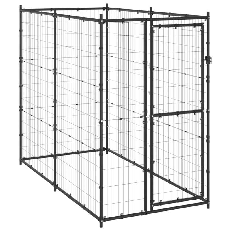 vidaXL Outdoor Dog Kennel Steel 110x220x180 cm