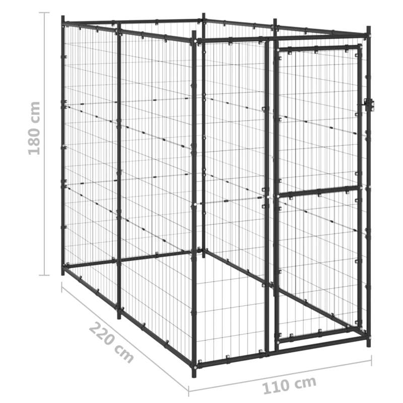 vidaXL Outdoor Dog Kennel Steel 110x220x180 cm