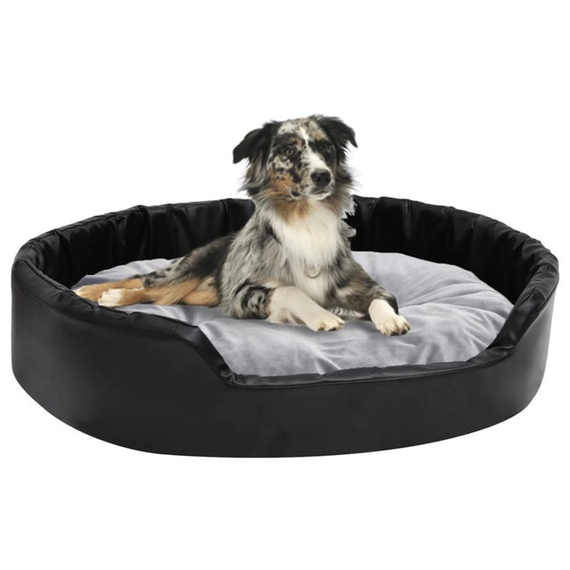 vidaXL Dog Bed Black and Grey 90x79x20 cm Plush and Faux Leather