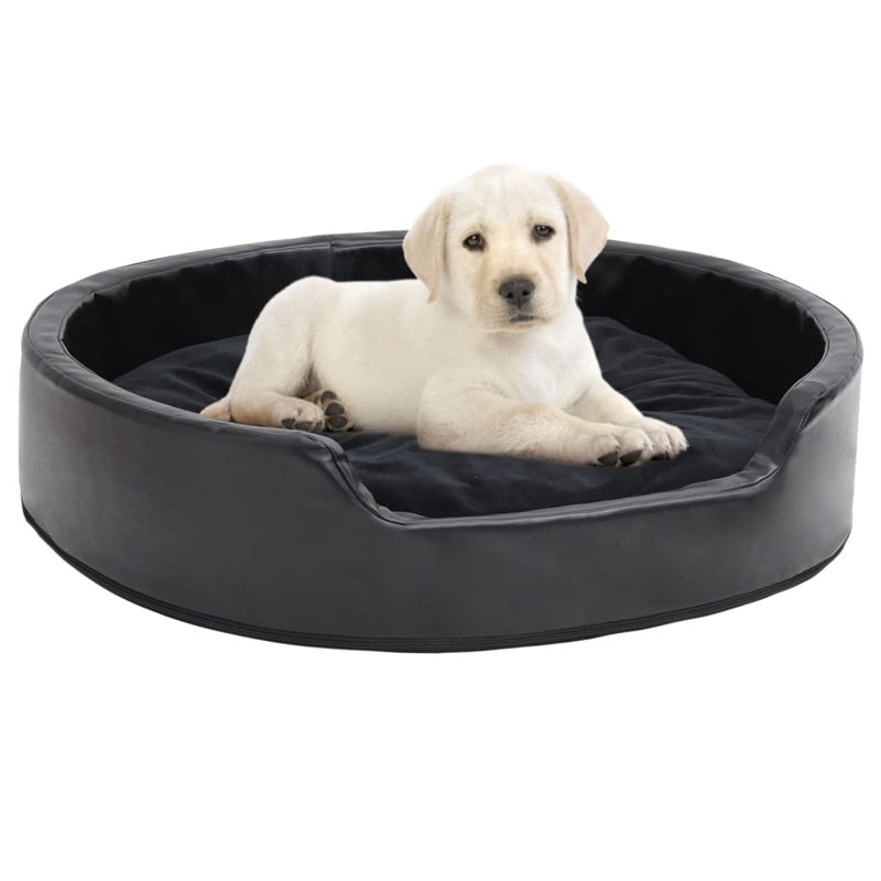 vidaXL Dog Bed Black 79x70x19 cm Plush and Faux Leather